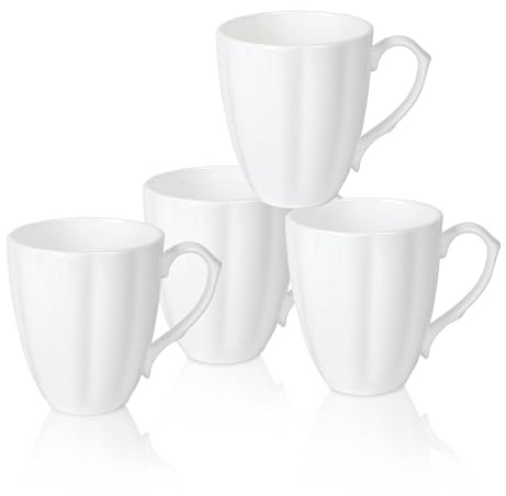 Costmance Lot de 4 tasses à café et à thé en porcelaine fine de 425,2 g, plus de 40 % de contenu en os, coffret cadeau avec tasse à café et cuillère gratuite
