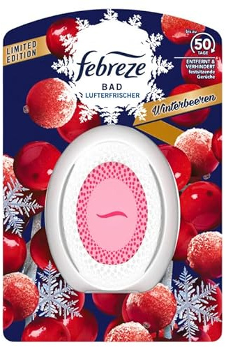 Febreze Winterbeeren Bad Lufterfrischer, Kontinuierliche Geruchsentfernung und -verhinderung, 1 Stück