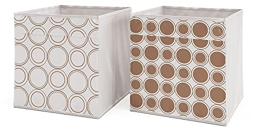 Vicco Faltbox, Weiß/Gold, 30 x 30 cm | 2er Set, geeignet für Regalsysteme mit integrierter Grifföse