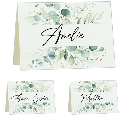 Kackspecht Tischkarten Namenskarten 50 Stück zum beschriften Hochzeit Geburtstag Konfirmation Kommunion Taufe Feier Namensschilder zum selbst beschriften Boho