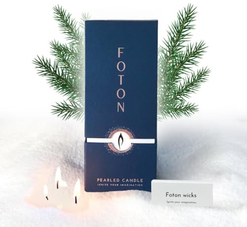 Foton Pearled Candle 18 Oz - Festive Fir Christmas Tree Scented Non Toxic Long Lasting Powder Wax Sand Candles up to 120 Hours - Refillable Pearl Candle Sand with 30 Wicks