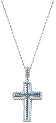 Collana da Donna Amen CLCRVBBLZ_0, Large, Argento Sterling, Zirconi Blu