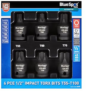 Blue Spot Tools T55-T100 Lot de 6 embouts Torx 1,27 cm
