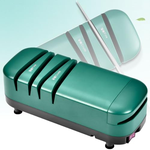 Afilador De Cuchillos EléCtrico Profesional: Cuchillos Dentados Rectos Y Tijeras De Cocina Con Rueda De Afilado De Diamante De 3 Etapas, Bordes Afilados Y Duraderos