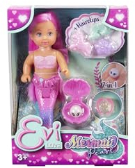 Simba Evi Love Mermaid Pearl, Spielpuppe als Meerjungfrau mit Haarclips und geheimer Perle, die mit einem Ring verwendet Werden kann, 12cm, ab 3 Jahren