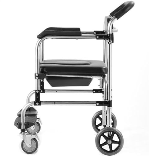 Fahrbarer Toilettenstuhl Nachtstuhl,Nachtstuhl für Erwachsene,Duschstuhl mit Rollen,Commode Toilet Chair for Bedroom,WC-Stuhl für Senioren Behinderte und Schwangere B