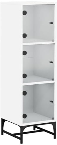 vidaXL Highboard mit Glastüren Weiß 35x37x120 cm