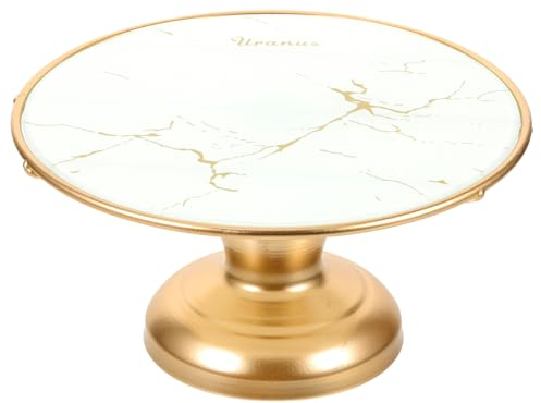 IMIKEYA Alzata Per Torta Base Alta in Vetro Bianco e Finitura Oro, Espositore Per Dessert e Cupcake Leggero Per Feste e Matrimoni, Supporto Decorativo Per Torta Domestico