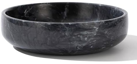CM Chic Monday 6.7 Large Decorative Marble Bowl for Home Decor, Keys, Candy, Smudge - Coffee Table Centerpiece (Natural Black)