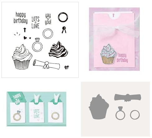 PetPhindU Stempel Set Und Metall Schneiden Sterben Silikon Klar Stempel Stempelzubehör Für DIY Geburtstage Scrapbooking Kunst Handwerk DIY-Metallstanzungen Silikonstempel (Farbe 6,One Size)