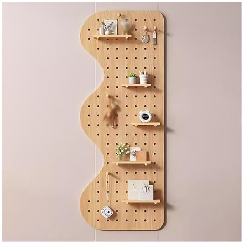 Lochplatten-Wandregal, Stecktafel-Panel-Set, Stecktafel-Regal, Stecktafel-Wand-Organizer, Holz-Stecktafel, modulare Display-Organisationsaufbewahrung(Color:Brown,Size:40x120cm)