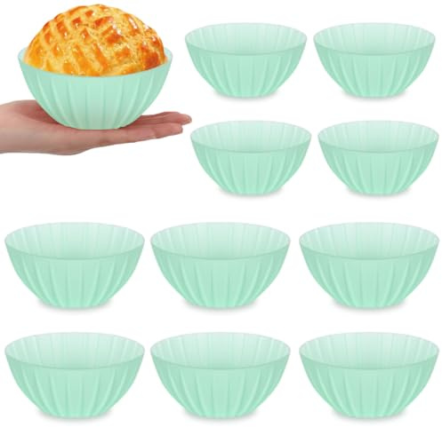 YURUIHKAO 5 Inch Banneton Bread Proofing Basket Set of 10, Mini Small Banneton Basket Proofing Baskets for Sourdough Loaf Pans Bread Baking Supplies(Green)
