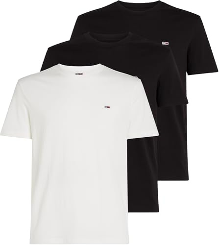 Tommy Jeans Herren 3er Pack T-Shirts Kurzarm aus Baumwolle, Mehrfarbig (Ecru/Black/Black), XXL