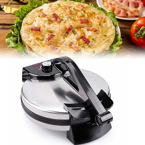 Chapati/Tortilla 1800W Crêpière Anti-Adhérente - Faire des Pitas Parfait Facilement avec Chauffage Double Face - Indicateur LED - Machine Electrique Automatique