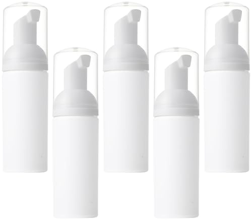 5 PCS Plastic Foam Pump Dispenser Bottle,50ml Soap Foam Bottle,Empty Plastic Refillable, Shower Gel Bottles for Travel Lotion Shampoo Body Wash