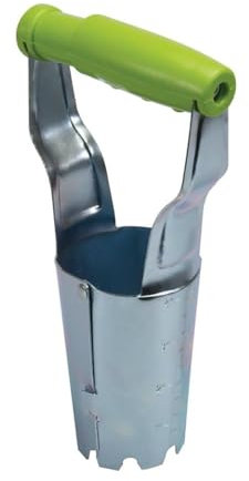 SDMAX Garden Bulb Planter, Easy Grip Handle, Depth Marks, Hand Bulb Planter for Planting Vegetable, Flowers, Outdoor Use, Garden Tool, Zinc Plated, Silver & Green