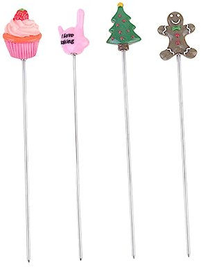 Garneck Kuchentester 4-teiliges Backtester-Set Edelstahl Weihnachtsbaum Schneemann Einfach Zu Bedienen Und Zu Reinigen