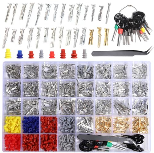 Shengbowi Connector Pins Kit Crimped Terminal Automotive Car Electrical | 1/1.5/1.8/2.2/2.3/2.5/2.8/3.5mm Male Female Wire Seals Removal Tool Motorcycle ATV Wire Non-Insulated Plug Crimp Set