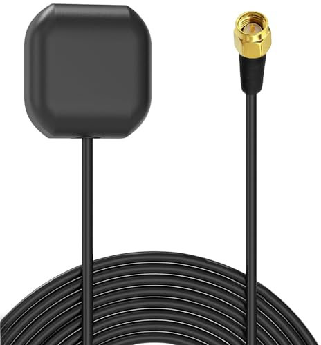 Greluma Antena de navegación GPS Activa Impermeable para vehículos de 4 m con Conector Macho SMA para módulo de Sistema de navegación GPS de Radio de Coche, camión, Barco, rastreador GPS
