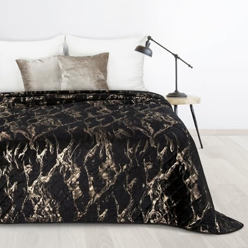 Design91 Tagesecke Dekorativer Bettüberwurf Elegante Allzweckdecke Decke aus Mikrofaser Rauch Muster (Schwarz, 200x220 cm)