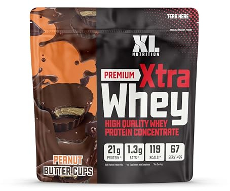 XL Nutrition Whey Protein Powder | High Protein, Low Carbohydrates | 67 Servings, 2kg | Suitable for Vegetarians | Ideal for Muscle Building, Recovery Support (Peanut Butter)