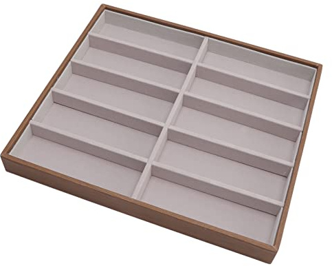 Greensen Brillen Aufbewahrungsbox mit 10 Fächern – Samt-Organizer für Sonnenbrillen, Uhren und Schmuck – Brillenbox mit weichem Innenfutter und stabilem Rahmen