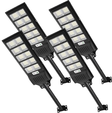 Hondony 4Pack 500W Lampe Solaire Exterieur - Détecteur de Mouvement, 6500K 10000LM DéTecteur de Projecteur LED Jardin Lampe avec TéLéCommande, IP65 Impermable Pour Rue Garage Éclairage public