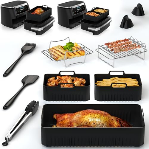 ROMANVIC Ninja Heißluftfritteuse Zubehör,Ninja Airfryer Zubehör,10.4L and 2×5.2L Silikonform Und anderen Air Fryer Accessories für Ninja Foodi Flexdrawer AF500EU 10.4 L
