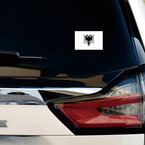 Albanische Flagge Aufkleber Decal Vinyl Doppelköpfiger Adler Albanien - Weiß 15,2cm - Für Auto Boot Laptop Becher Kein Hintergrund Gestanzt