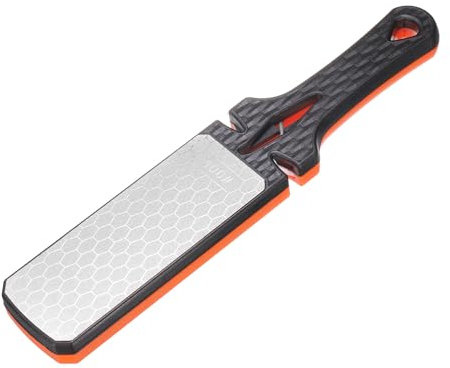 sourcing map 400/1000 Grit Handheld Diamond Sharpening Stone Double-Sided Whetstone 5-in-1 Sharpener Tool with Ceramic and Tungsten Steel Scissor Slot for Kitchen, Black Orange
