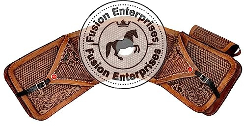 EQUIGEAR Western-Leder-Satteltasche für Pferde | Reitvergnügen Wanderritt geeignet für Reiten und Fassrennen | Satteltasche mit verstellbarem Riemen GRÖSSE: 10X10X3 AS-26