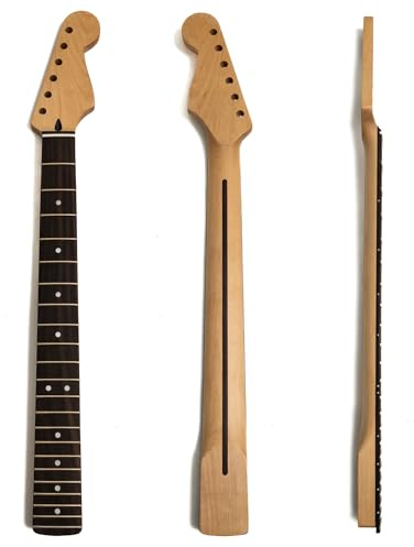 Premium Ahorn Gitarrenhals für ST Gitarren Rechtshänder Kanadischer Ahorn mit Palisander Griffbrett Verstellbarer Halsstab 22 Medium Jumbo Bünde Bone Nut