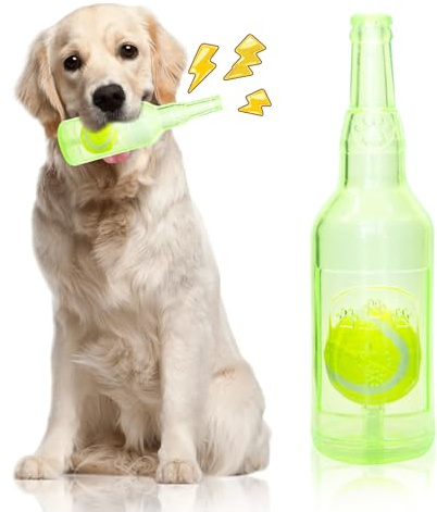 DANCOLOR Squeaky Dog Toys Bottle With Tennis Ball as Small Medium Large Dog Supplies, Interactive Toys for Puppy Playtime, Water Floating Fetch Game to Keep Retriever Busy Indoor or Outward Playing