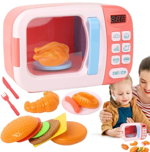 Micro-Ondes pour - Jeu Cuisine pour Petits avec Lumières Et Son | Minuterie Réaliste pour Jeu De Rôle Éducatif Maison École Restaurant