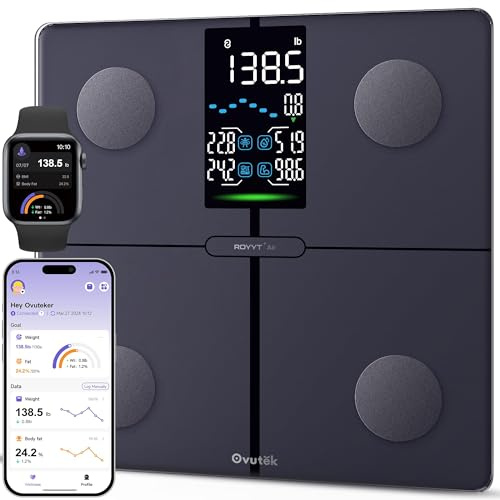 Ovutek Smart Scale for Body Weight, Professional Digital Bathroom Scale Large Display, BMI, Body Fat, Muscle Mass, Most Accurate to 0.02kg, High Accurate Body Composition Machine with Fitness App