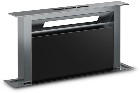 Klarstein Verosteel Dunstabzugshaube 60 cm - A++ Downdraft, 853 m³/h Boost, Touch-Bedienung, LED, Aluminium & Glas, Spülmaschinenfester Filter, Abzugshaube für Küche