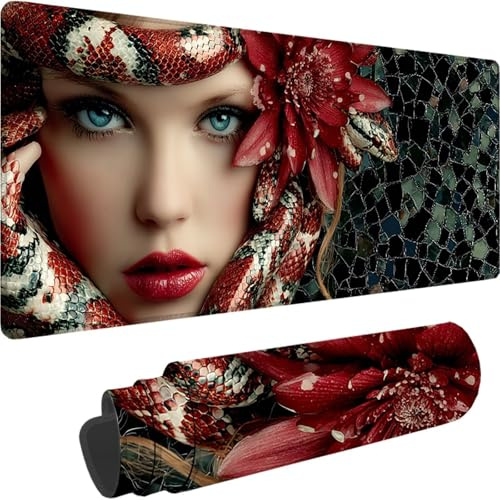Alfombrilla Ratón XXL 1500x800x3 mm, Rojo Mouse Pad Dibujos Animados Alfombrilla Escritorio con Bordes Cosidos Diseño, Impermeable y Antideslizante Mousepad para Ratón y Teclado, Gaming Casa w-1633
