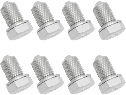 MISIQIMA 8 tornillos de drenaje de aceite, M14 x 1,5, tornillo de drenaje de aceite con disco de metal, compatible con N90813202, tornillo de drenaje de aceite, adecuado para cárter de aceite coches