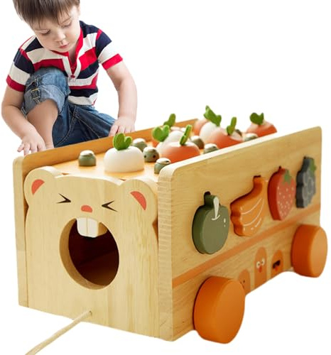 Formensortierer Für Kinder | Möhren Ziehspaß Niedliches Holzspielzeug Unterwegs - Formen Steckspiel Für Kindergarten Vorschule Grundschule | Für die Schule, Grundschulpartys, Weihnachten, Geburtstag,