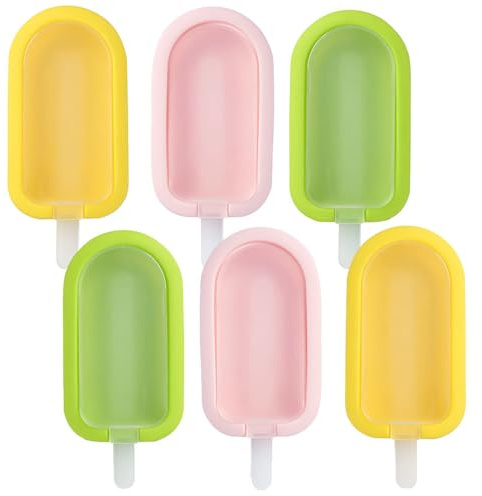 Belegao 6PCS Ice Lolly Moulds Food Grade Silicone Popsicle Molds and Sticks | Stackable, Ice Cream Maker, Easy to Remove, Reusable, Dishwasher Safe, for Small Fridge DIY Frozen Treats, Summer Desserts