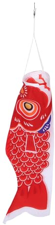 Veemoon Bandiera Giapponese a Forma di Pesce Carpa Rosso 70 Cm, Manica a Vento Resistente allo Sbiadimento per Decorazioni da Giardino Esterno, Facile da Appendere Struttura Robusta