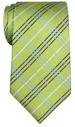 Retreez Corbata de microfibra con estampado a cuadros para hombres Verde
