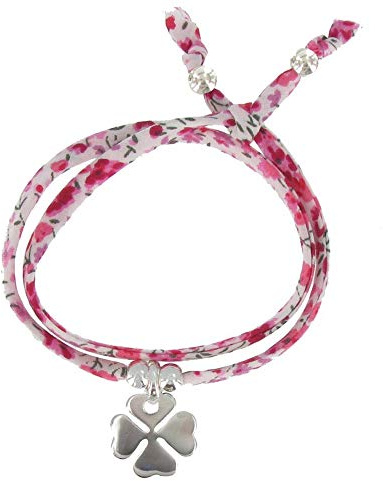 LES POULETTES BIJOUX - Bracciale Doppio Giro Collegamenti liberty e Trifoglio Argento 925 - Classics - Fucsia