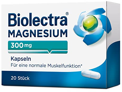 Biolectra Magnesium 300 mg Kapseln, für entspannte Muskeln, Apotheken-Qualität, 20 Kapseln
