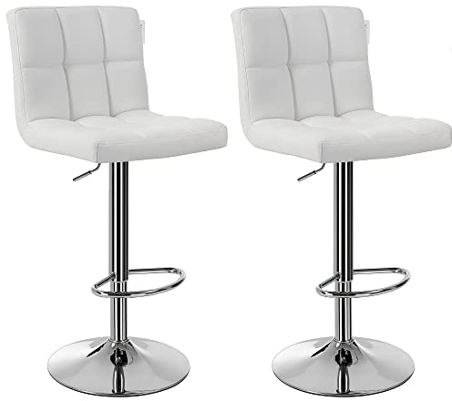 SONGMICS 2er-Set Barhocker mit Lehne und robustem, weiß, 38 x 44,5 x 115 cm