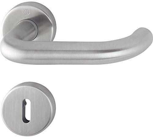 HOPPE 3286307 Drückergarnitur Paris mit Rosetten BB (Buntbart), Edelstahl matt