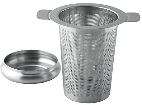 Weis Tee-Filter mit Abtropfschale 8,5 cm, Edelstahl, Silber, 8 x 10 x 8.5 cm