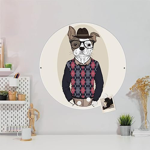 banjado Magnettafel Ø 47cm Weiß - Magnetwand aus Metall - Magnetpinnwand als Memoboard - Pinnwand Magnettafel Küche, Büro, Kinderzimmer inkl. 4 Magnete & Montageset - Ludger