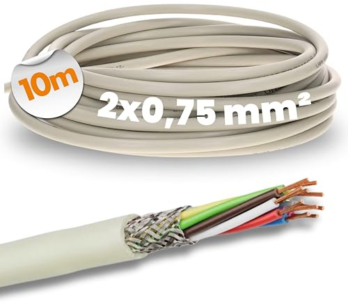 Lapp 10m 0034702 LiYCY Geschirmte Steuerleitung 2x0,75 mm² - Datenleitung | PVC Steuerkabel 2-adrig Grau - Signalleitung für MSR-Technik, Modellbau & Schaltschränke - Störfreie Datenübertragung