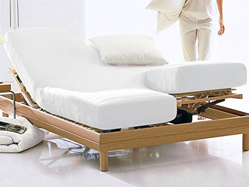 Lanovenanube Sábana Bajera Articulada H Cama 150 Algodón Poliéster Lino | Especial para camas articuladas en H, tejido 50% algodón 50% poliéster, fácil lavado, resistente a las arrugas y ajustable.
